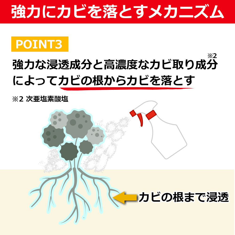 強力にカビを落とすメカニズム3