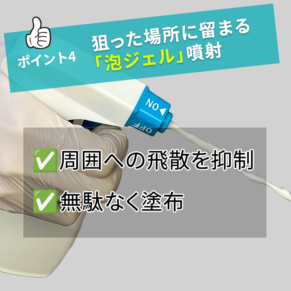 狙った場所に留まる「泡ジェル」噴射